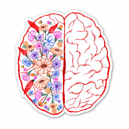 Brain Floral Anatomy Sticker